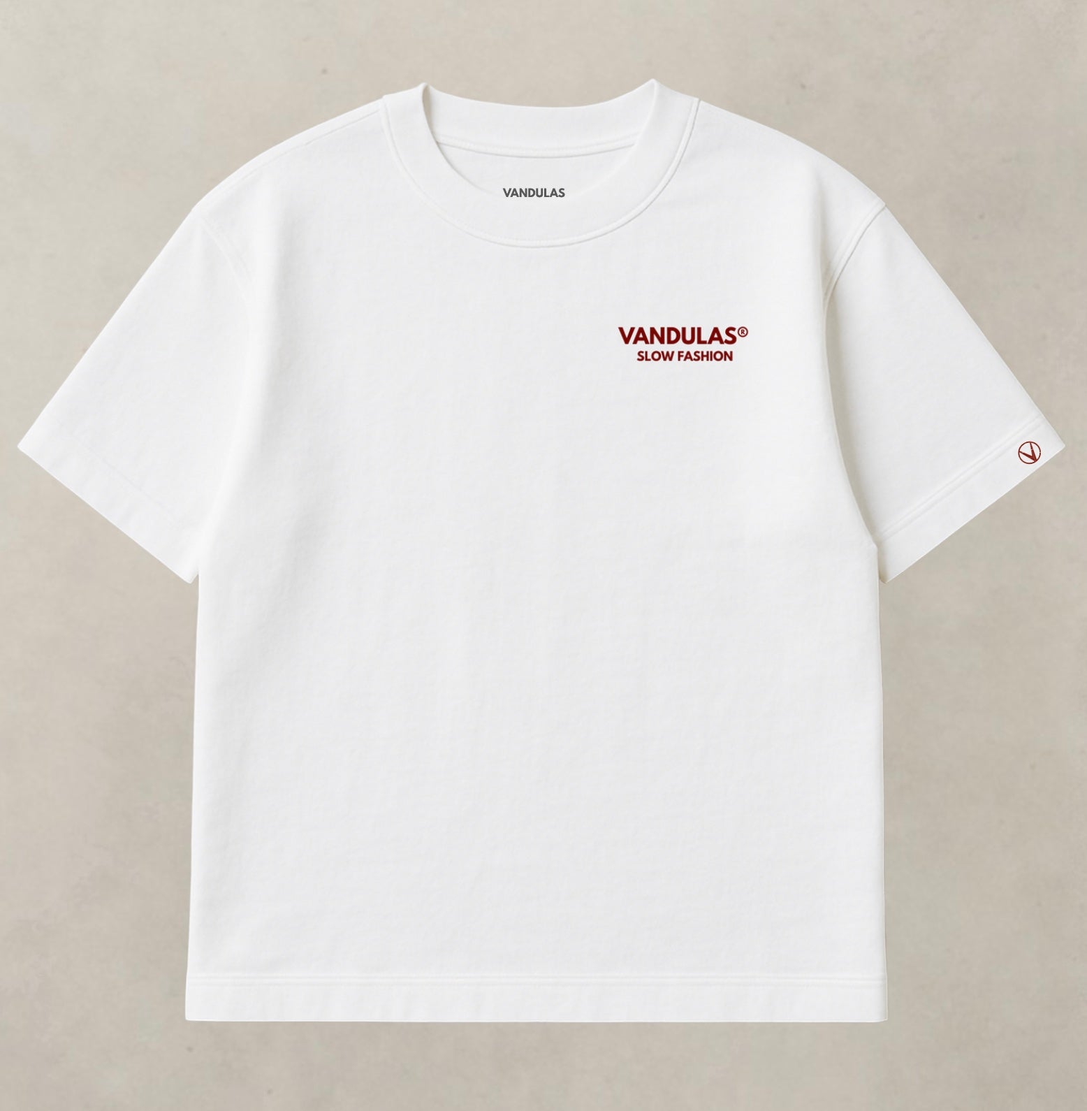 Vandulas Core Logo Tee – White/Red