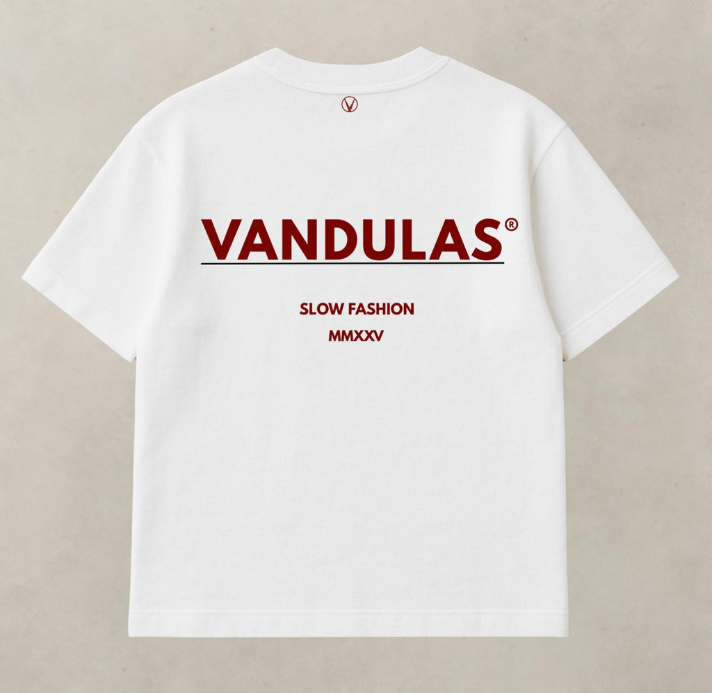 Vandulas Core Logo Tee – White/Red